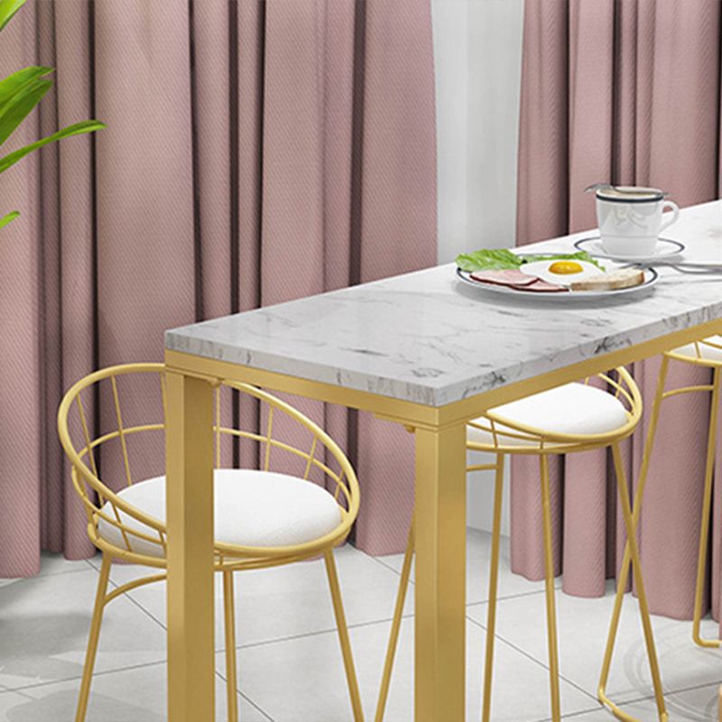 Glam Bar-height Table Faux Marble Top Pub Table with Gold Base