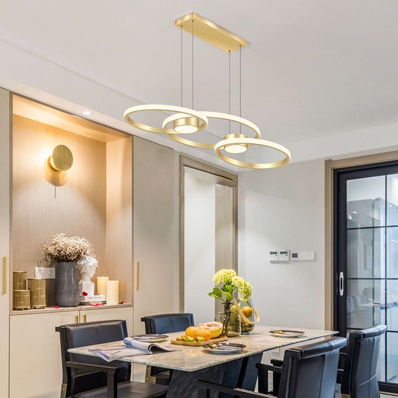 Linear Metal LED Island Light Fixture New Modern Ceiling Pendant Light for Dining Room