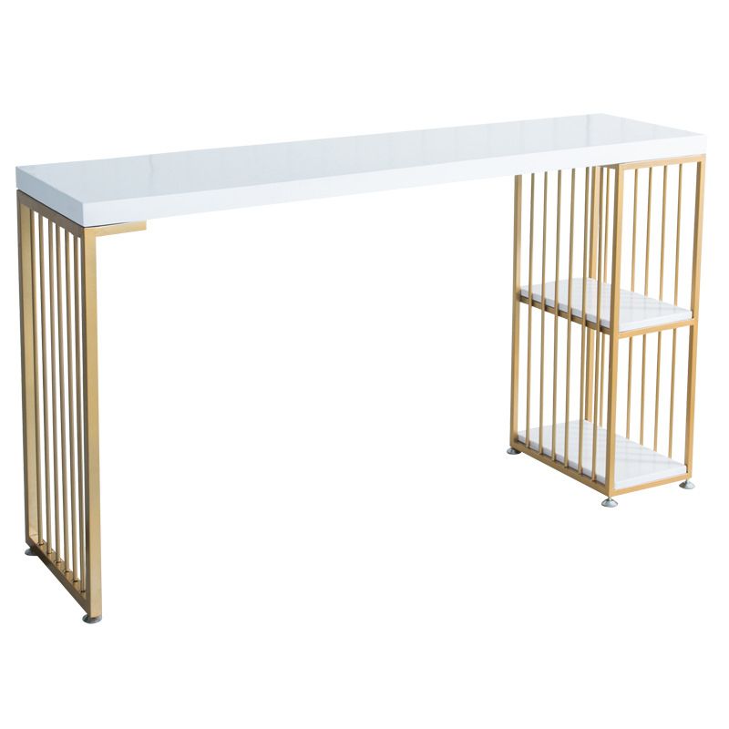 Modern Bar-height Table Faux Marble Top Bistro Pub Table with 2 Shelves