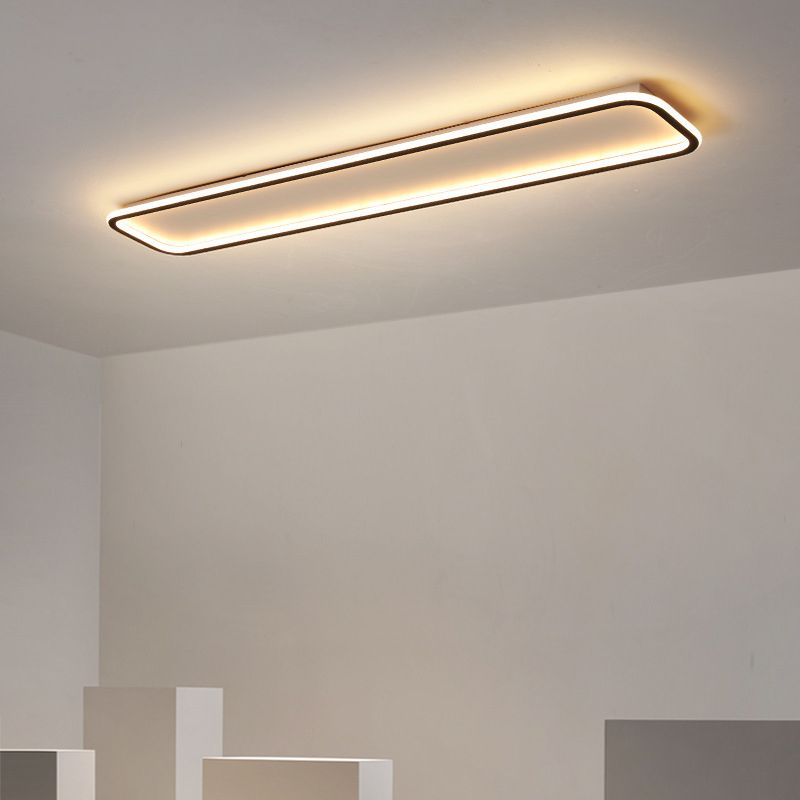 Living Room LED Flush Mount Lighting Modern Black Flush Ceiling Light Fixture with Rectangle Metal Shade