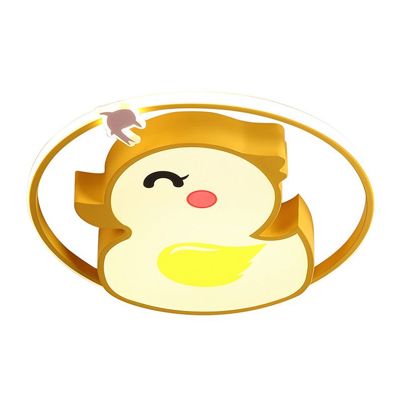 Duck Flush Mount Lighting Fixture Modern Style Acrylic Yellow Flushmount Ceiling Lamp