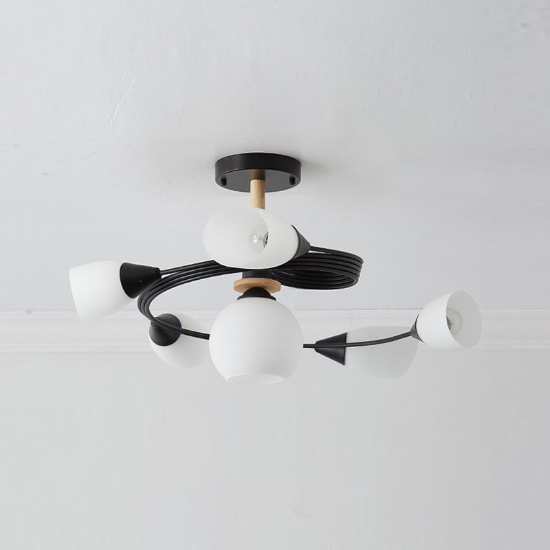 Metal Flush Mounted Ceiling Lights Frosted Glass Shade Ceiling Lighting for Living Room