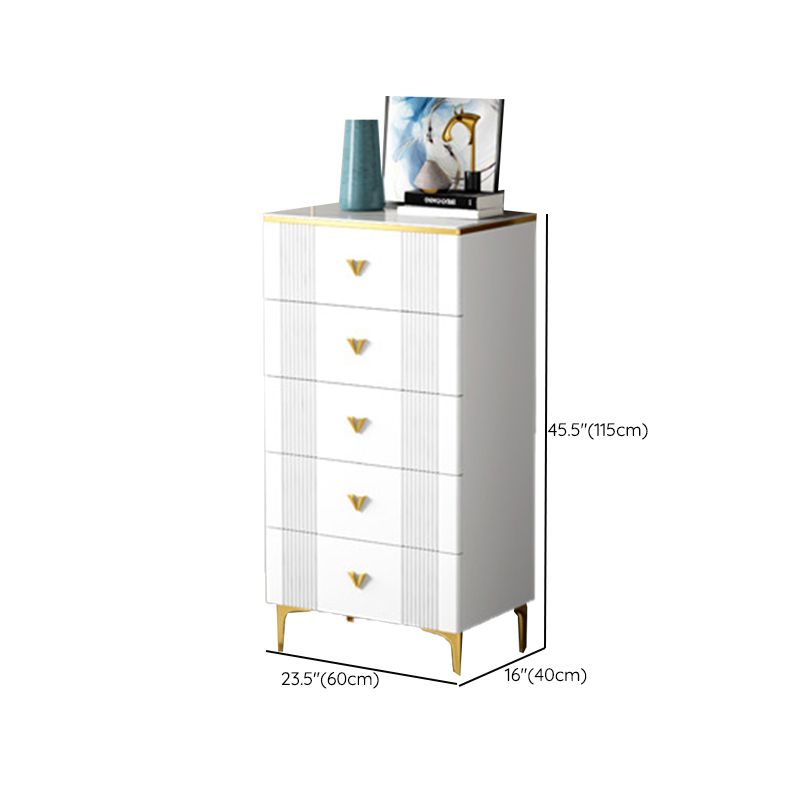 Glam Chest Bedroom Stone 15.7" Wide Chest in White with Drawers