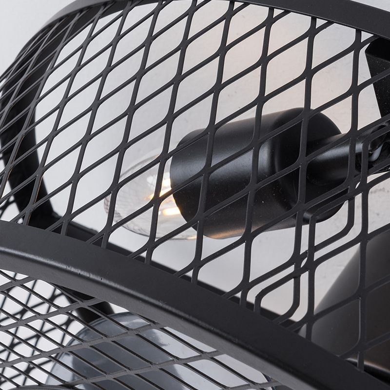 Cage Drum Semi Flush Mount Light Fixture Industrial Style Metal Ceiling Light Fixture for Bedroom