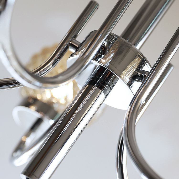 Silver Hanging Pendant Lights Modern Glass Circle Hanging Lamps for Living Room