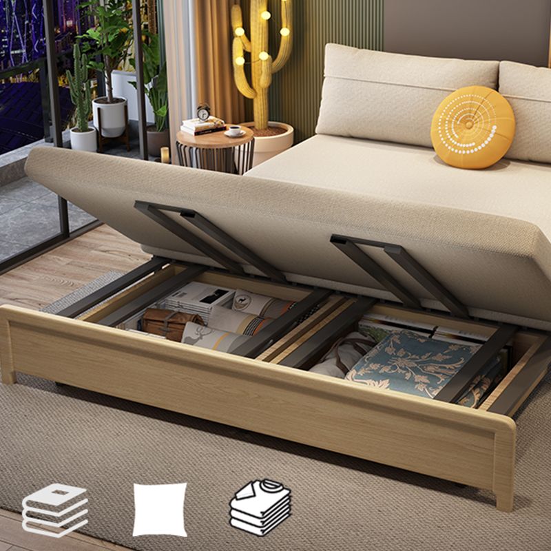 31.5" Linen Blend Armless Sleeper Scandinavian Styled Sleeper Sofa Bed