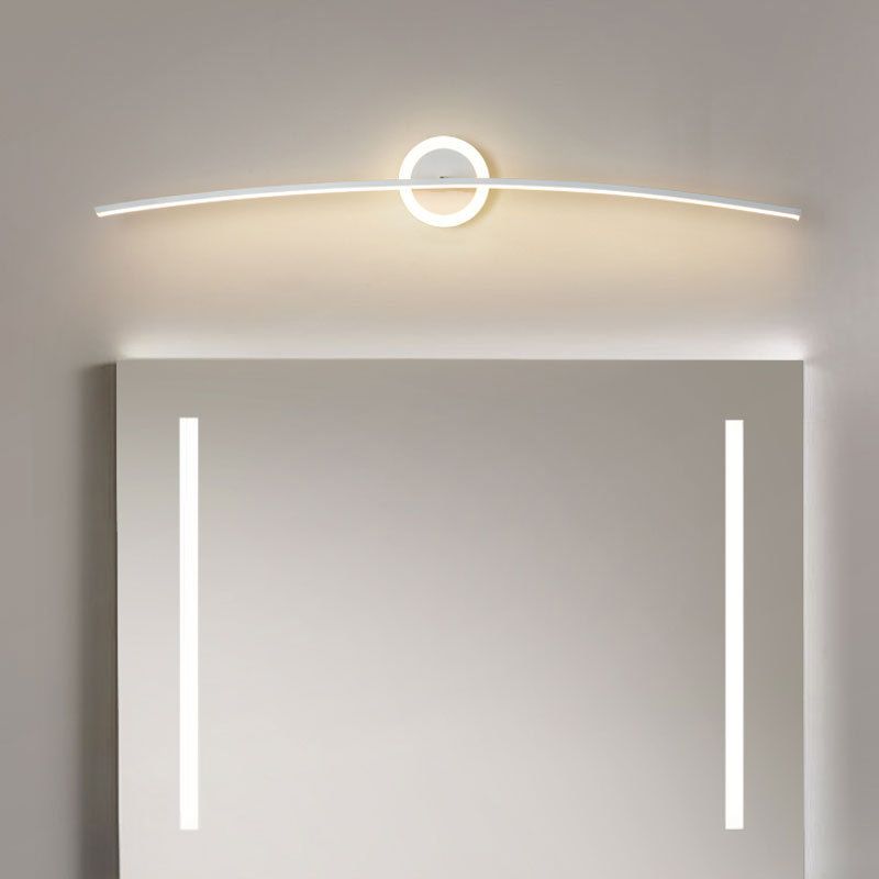 Metal Slim Wall Vanity Light Modern Style 1 Light Vanity Lighting Ideas in White
