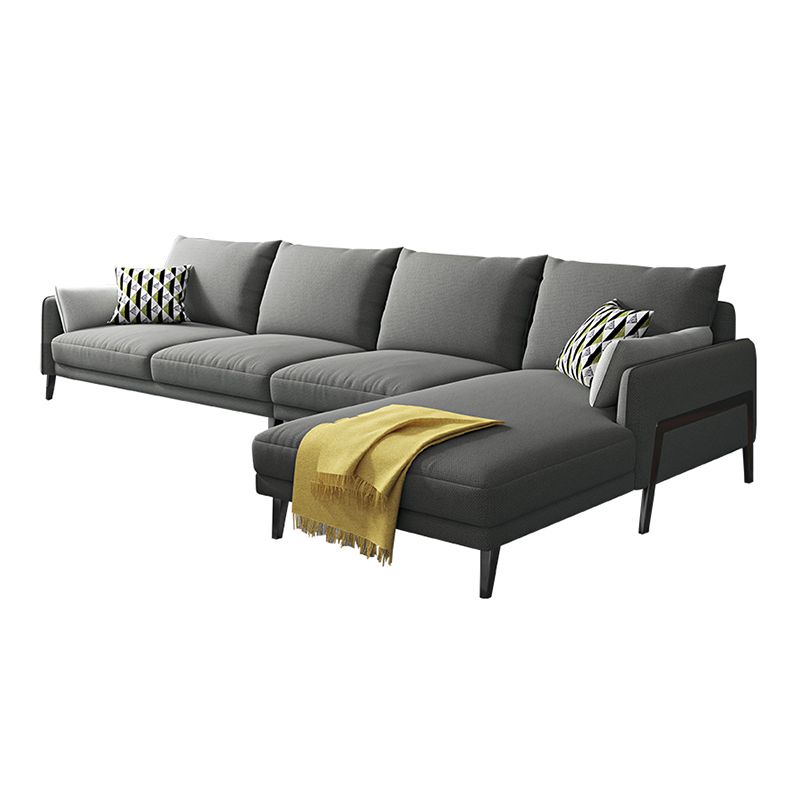 Modern Sectional with Linen Blend Pillow Back and Pillow Top Arms for 4 People