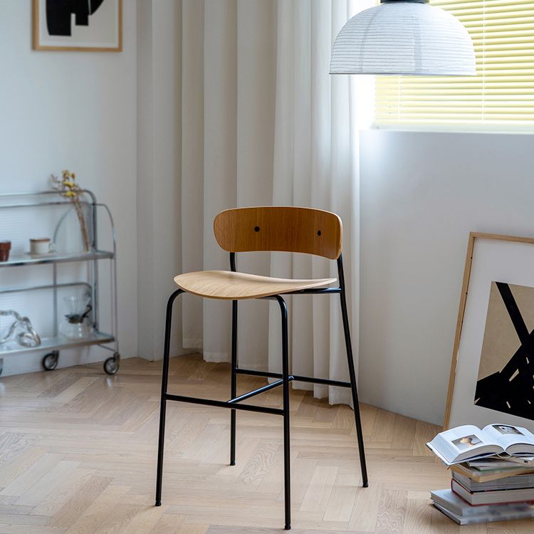 Industrial Black Counter Stool Iron Wooden Bar Bristol Stool with Low Back 1 Piece