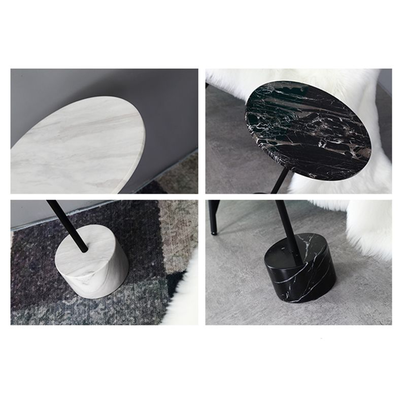 15.74" Wide Round Side Accent Table Marble Top Pedestal End Table