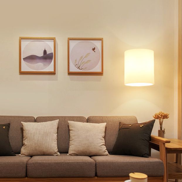 Cylinder Wall Mounted Lamp Modern Simplicity Milk Glass Wall Mount Lamp for Living Room