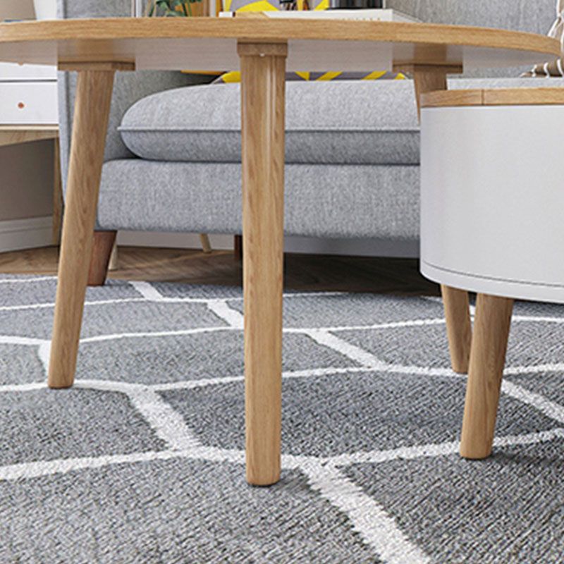 Round Solid Wood 3 Legs Coffee Table with Storage Drawers Modern Cocktail Table
