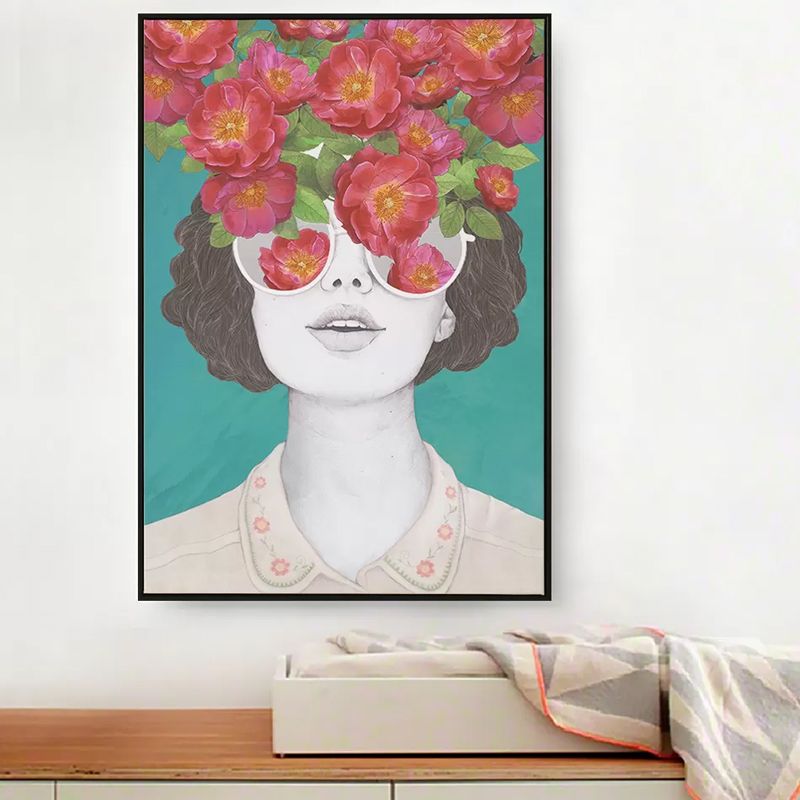 Toile de couleur pastel pour jeunes femmes, décoration murale texturée de Style Glam pour chambre de filles
