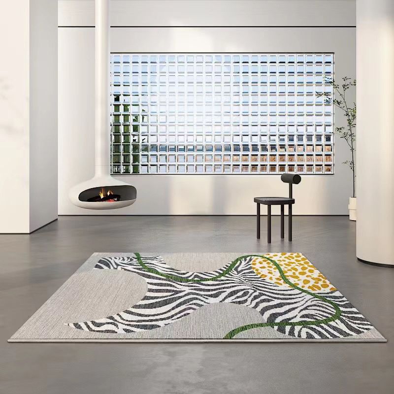 Casual Color Block Rug Polyester Area Rug Non-Slip Backing Indoor Carpet for Living Room