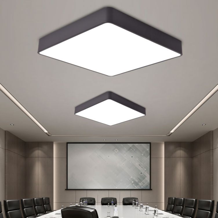 Metal Square Flush Ceiling Light Fixtures Contemporary Office Flush Mount Ceiling Light Fixture