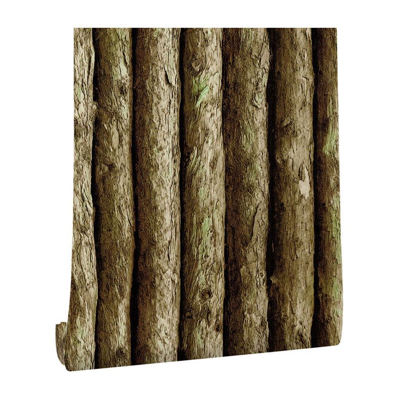 Bar and Dining Room Wallpaper with Dark Green Faux Wood, 29.1 sq ft., Peel and Stick