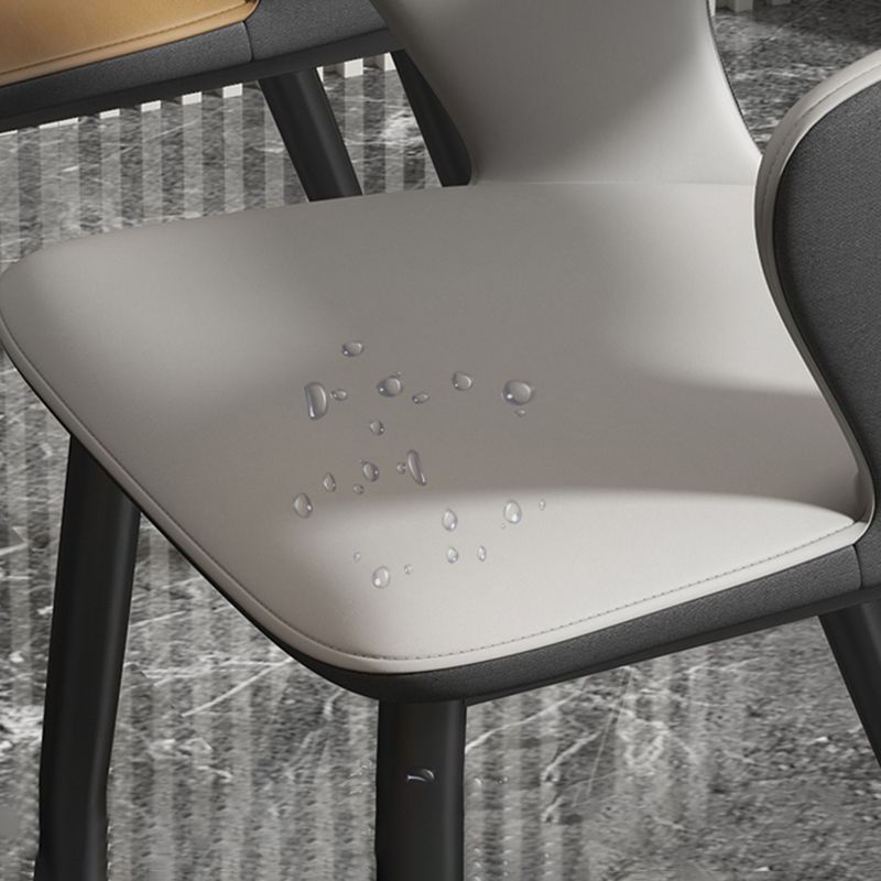 Minimalist Design Arm Open Back Side Chairs Faux Leather Side Chair