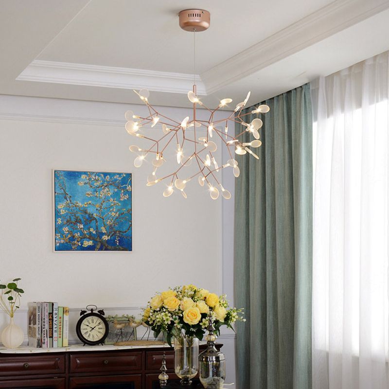 Luce a ciondolo a LED in oro acrilico nella moderna lampada appesa in acciaio inossidabile in acciaio inossidabile