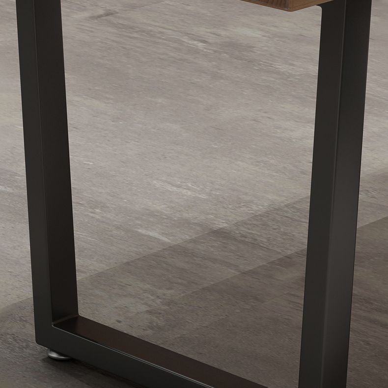 Industrial Style Solid Wood Dining Table Brown Rectangle Table with Sled Base for Dinning Room