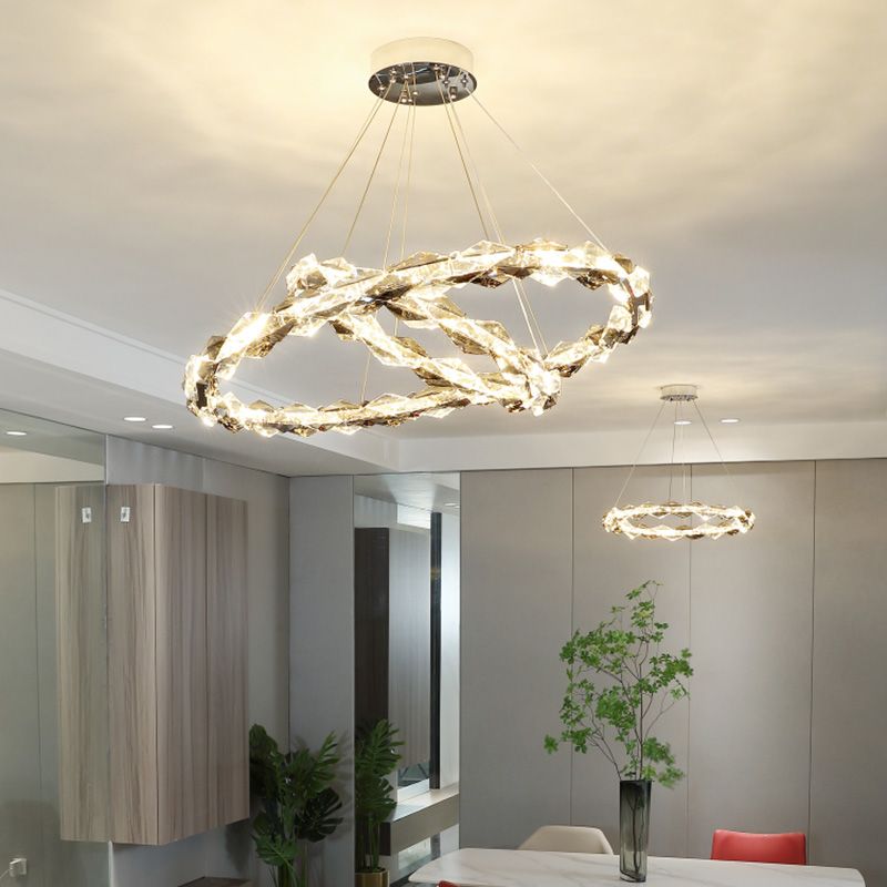 Contemporary Style Ceiling Lighting Ring Crystal Bedroom LED Ceiling Fixture