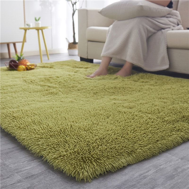 Modern Plain Carpet Minimalist Washable Rug Polyester Shag Rug with Non-Slip Backing