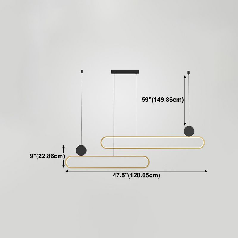 Eigentijdse stijl lineaire vorm eilandlichten metaalhangende hanglampen in goud