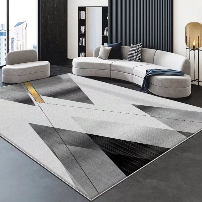 Dark Gray Gorgeous Rug Polyester Graphic Rug Stain Resistant Rug for Living Room
