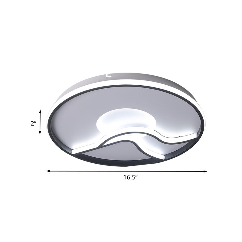 Minimalist LED Flush Ceiling Light Black Finish Runde Lampe in Weiß/Warm Licht für Schlafzimmer, 16.5 "/20.5" Weiss