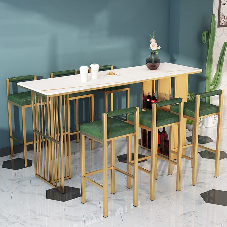 Industrial Rectangle Bar Height Table Double Pedestal Bar Table with Storage