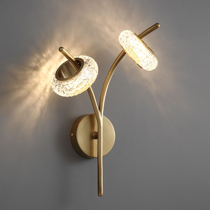 Modern Metal Wall Sconce Circular Shape Wall Light with Glass Shade for Bedroom