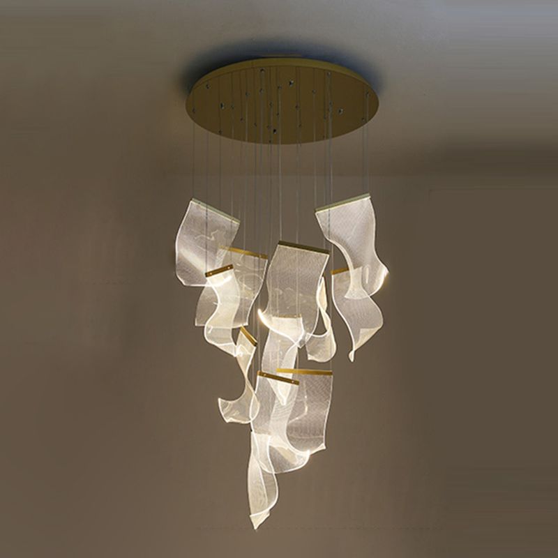 Paper Hanging Light Fixtures Modern Simple Acrylic Ceiling Pendant for Stairwell