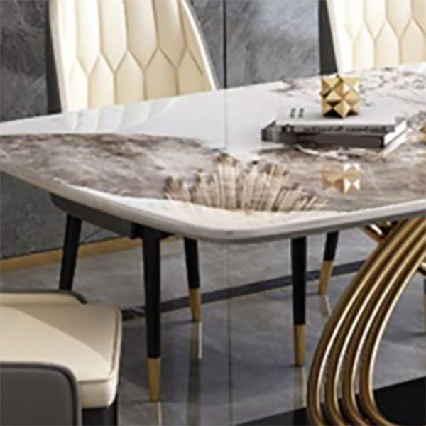 Glam Style Furniture Rectangle Stone Dining Room Table for Dining Room