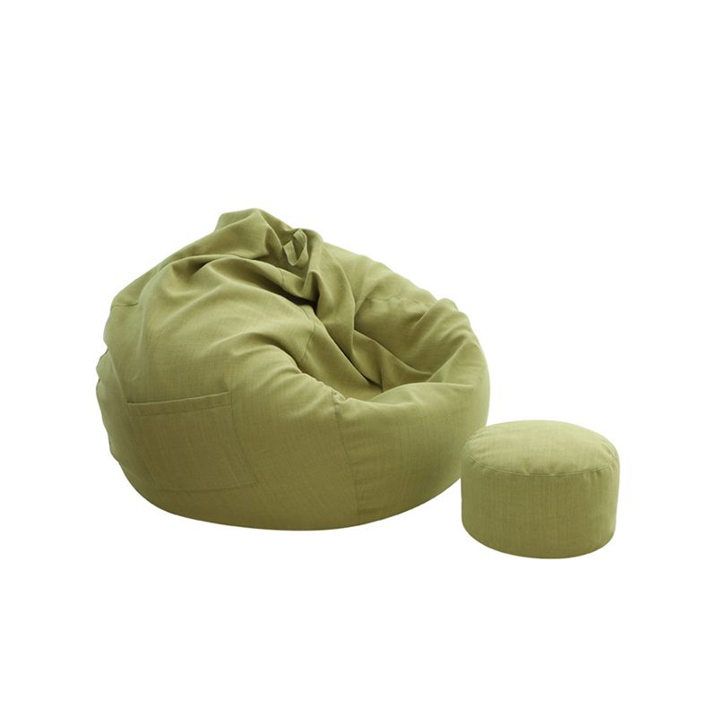 Linen Barrel Accent Chair Armless Round Chair with Ottomans for Living Room