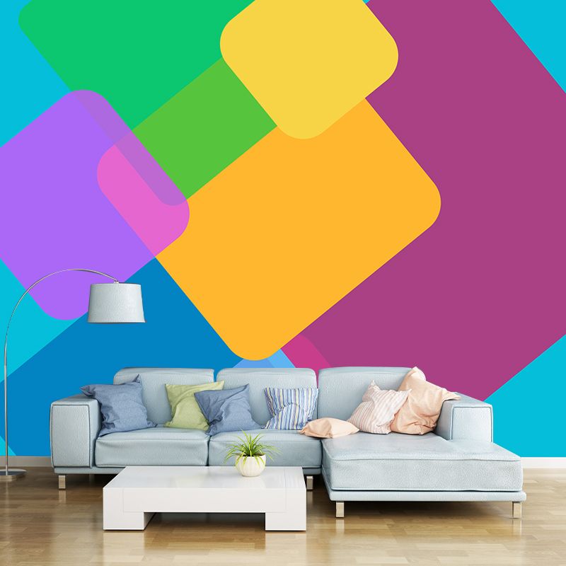 Geometry Illustration Mural Mildew Resistant Wallpaper Sleeping Room Wall Mural