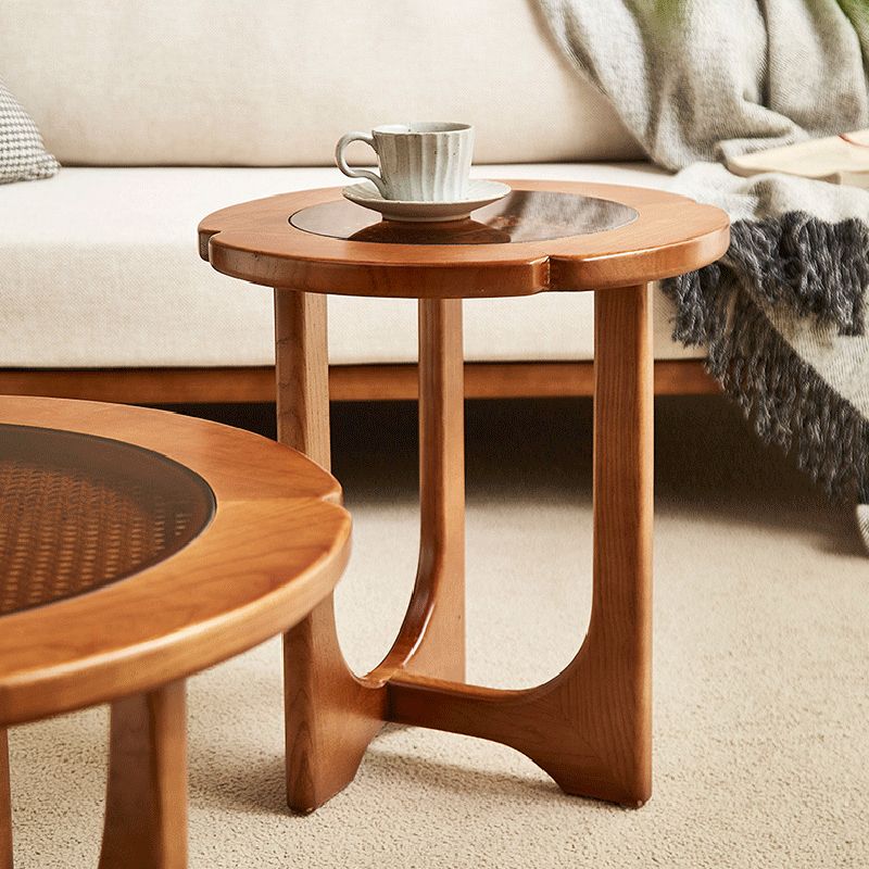 Glass-Topped Coffee Cocktail Table with Cross Legs Contemporary Coffee Table