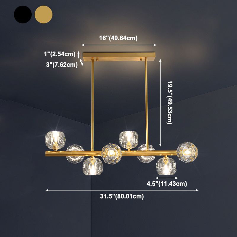 Globe Crystal Island Lighting Fixture Modern Elegant Ceiling Pendant Light for Dining Room