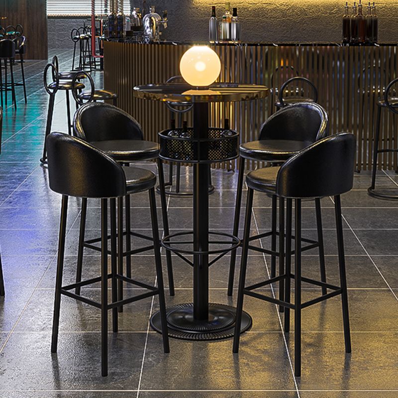 Industrial Bar Table Black Wood Bar Dining Table with Storage