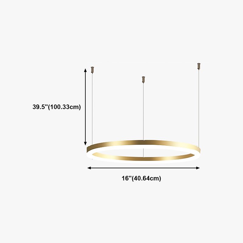 Contemporary Circle Shape Pendant Chandelier Metal 1-Light Pendant Lighting in Gold