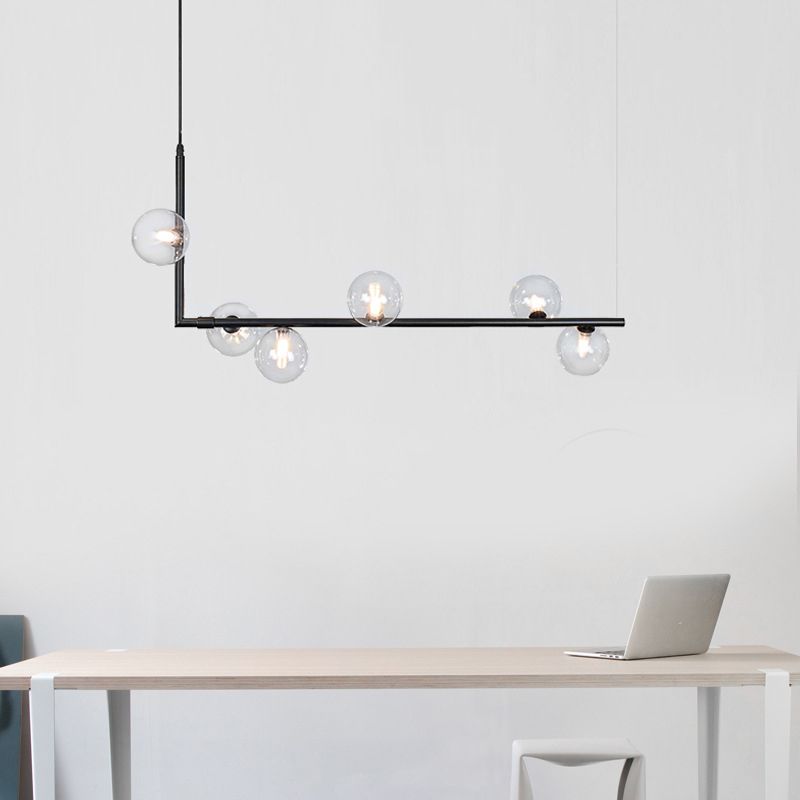 Modernism Globe Shaded Ceiling Light Black Kitchen Island Lighting for Room