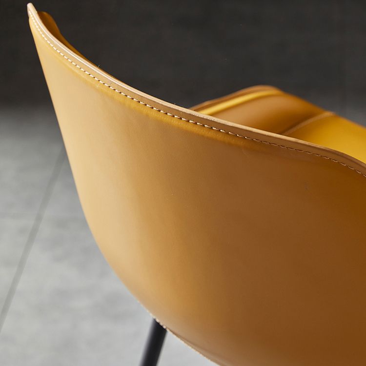 Faux Leather Counter Stool Modern Style Low Back Barstool with Metal Legs