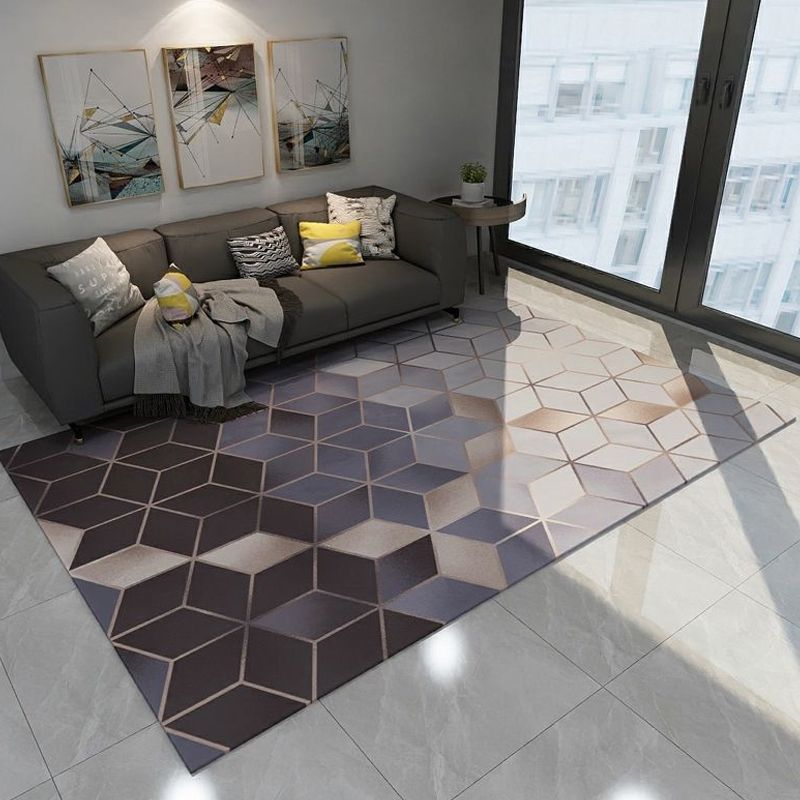 Scandinavian Living Room Rug Soft Color Geometry Carpet Polypropylene Non-Slip Machine Wash Rug