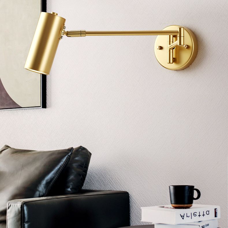 Metal 1 Light Wall Sconce Modern Cilindrico a parete a parete con braccio regolabile per camera da letto
