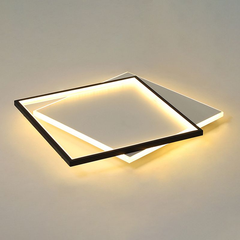 Squared Flush Mount Lighting Minimalist Metal Black-White LED Flush Ceiling Light Fixture