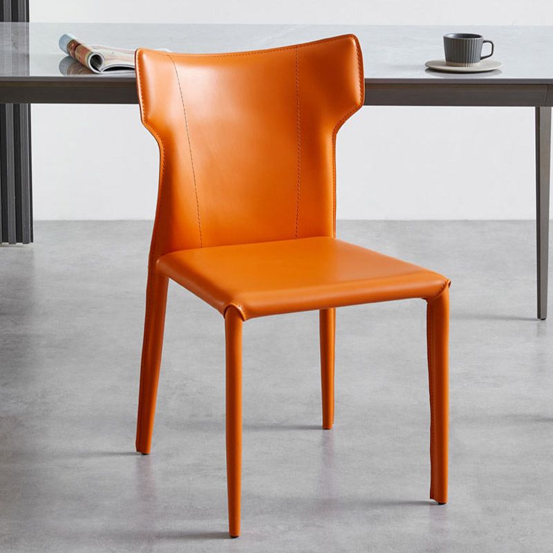 Faux Leather Dining Chairs Wingback Parsons Chair for Kitchen