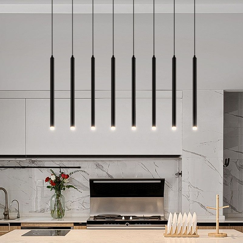 Luminaires de pendentif linéaire moderne suspension à la suspension à la LED moderne avec une nuance en cristal transparent