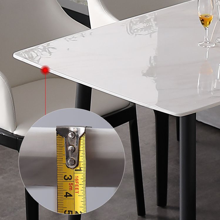 Industrial White Table for Restaurant Rectangle Dining Table with Black 4 Legs