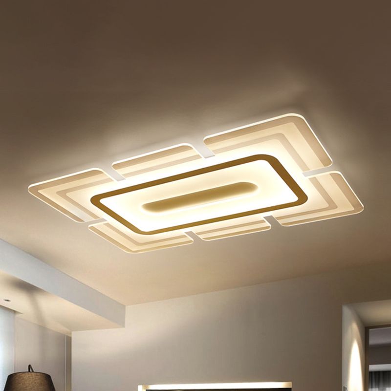 White Thinnest Pad Flush Mount Lamp Modern Acrylic LED Ceiling Fixture in Warm/White Light with Slot Design
