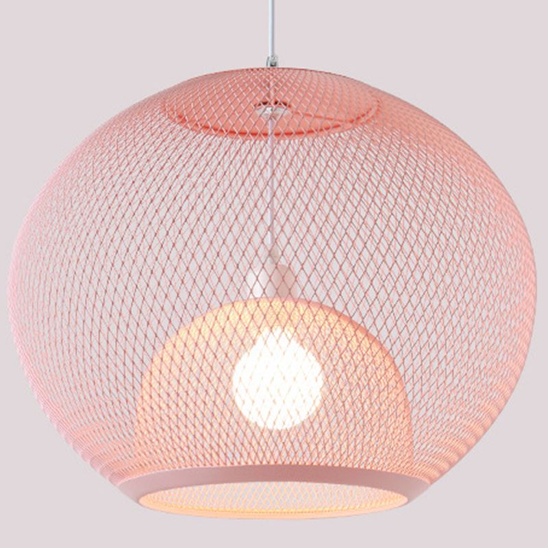 Éclairage à mailles de fil de fer Light Macaron Style 1 Hier Globe Suspension Lumière