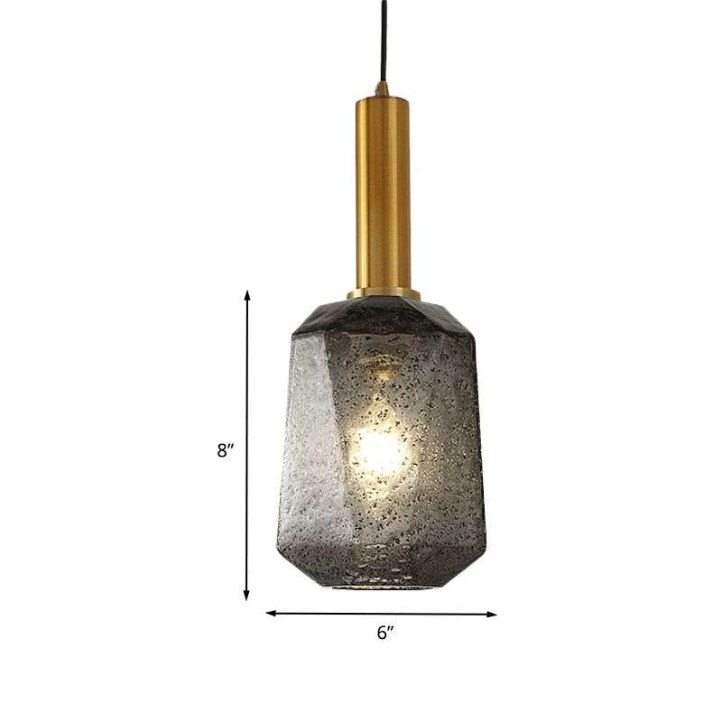 Facettiertes Nachtheizpendelleuchte Rauchgrauglas 1 Leichte industrielle Hänge Deckenlampe in Messing