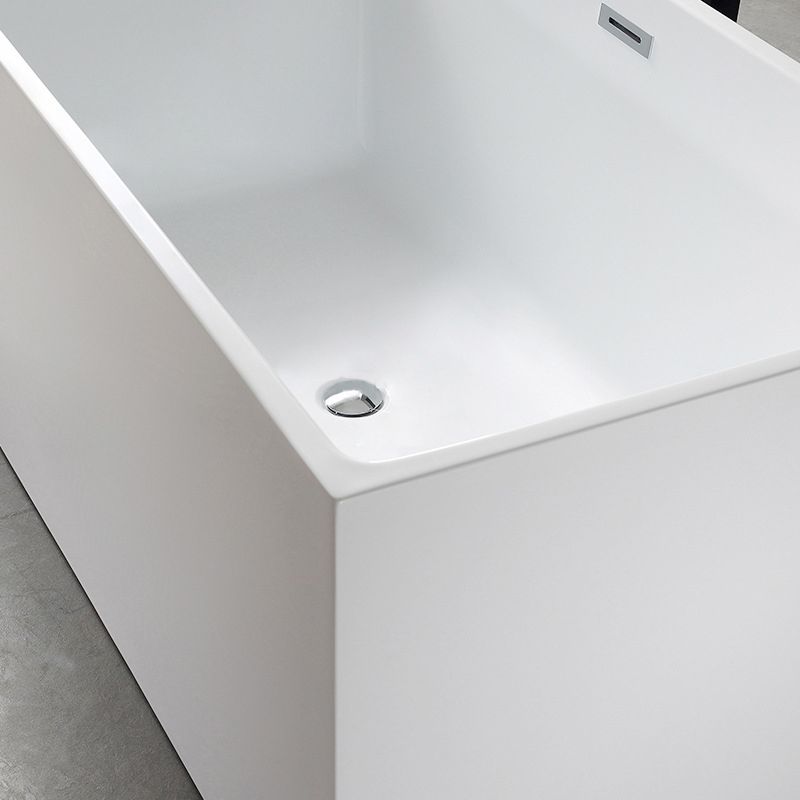Flat bottom Acrylic Bathtub Soaking White Internal Drain Tub